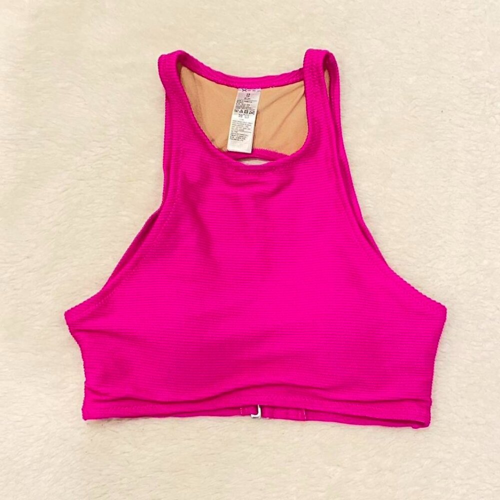 Brand New Deep Fuchsia High Neck Bikini Top – Size XS